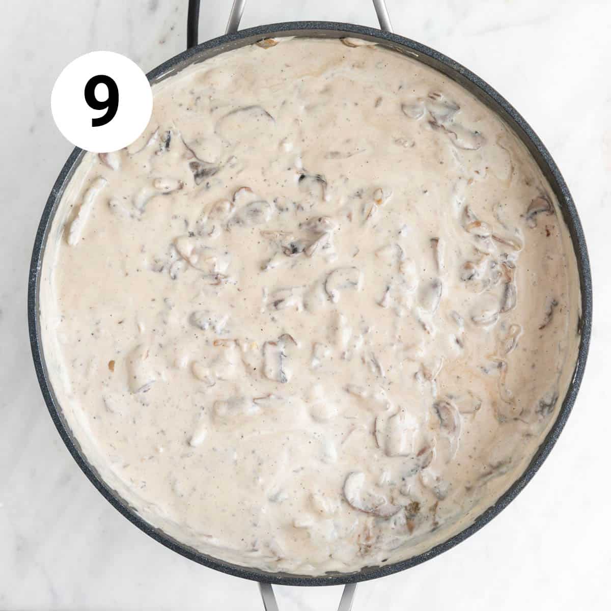 Vegan mushroom stroganoff sauce before adding the pasta.