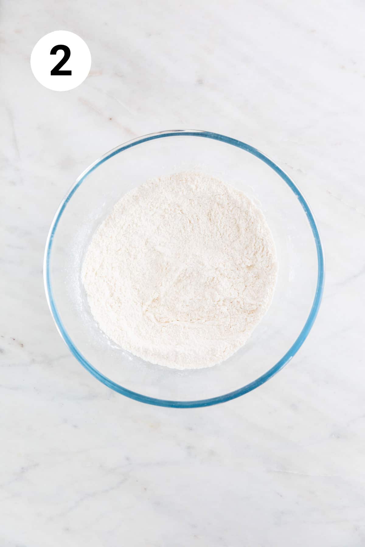 Dry ingredients mixed in a bowl.