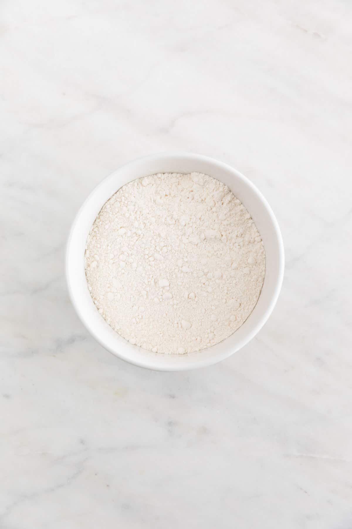 The dry ingredients mixed in a bowl.