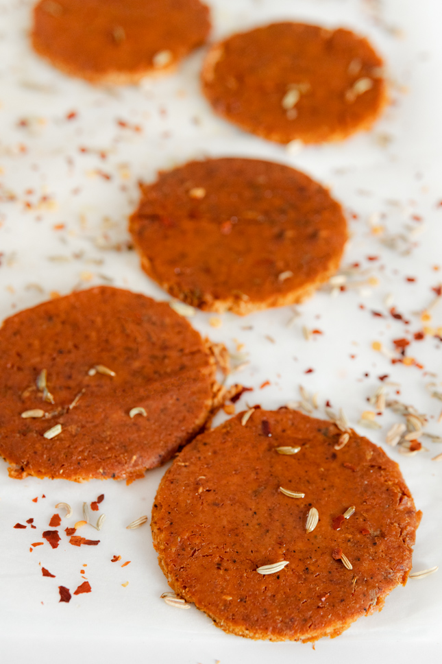Photo of a plate of vegan pepperoni
