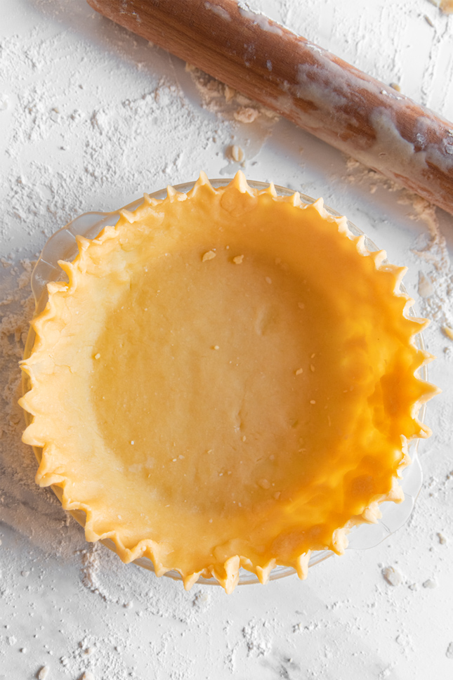 Photo of a vegan pie crust taken from the above
