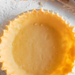 Photo of a vegan pie crust with the words vegan pie crust