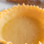 Side photo of a vegan pie crust with the words vegan pie crust