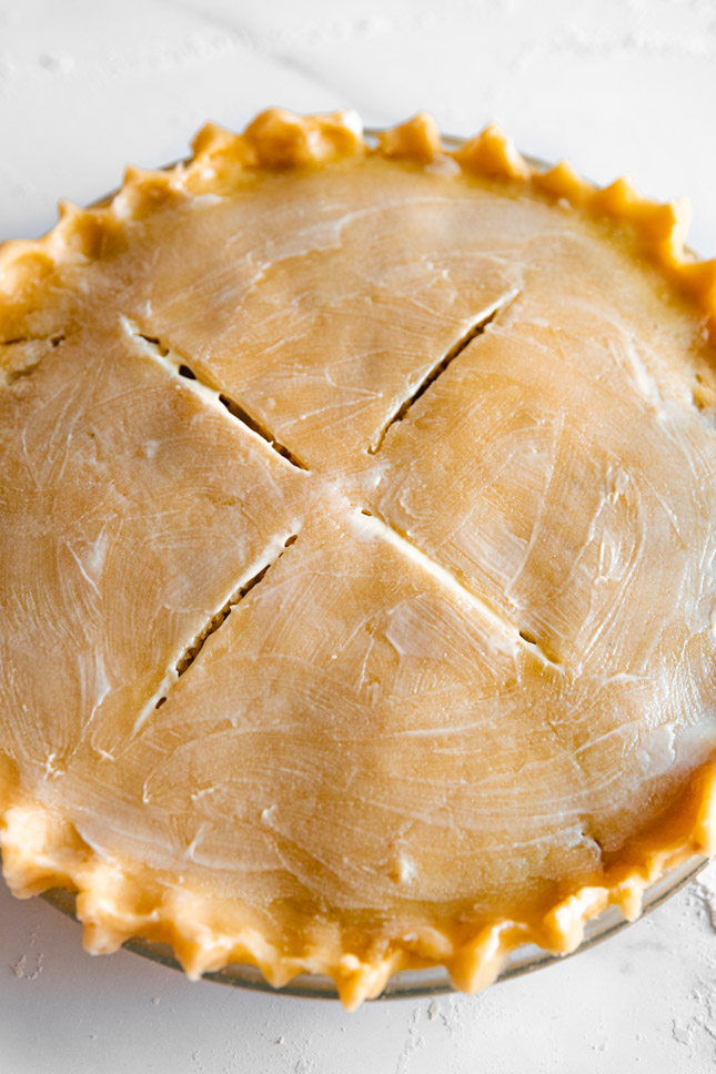 Photo of one of the steps of how to make vegan pot pie