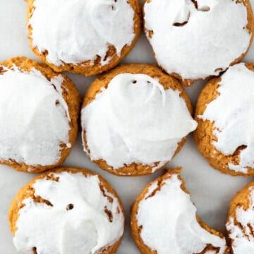 Frosted vegan pumpkin cookies.