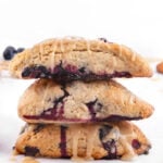 Photo of a pile of vegan scones with a title