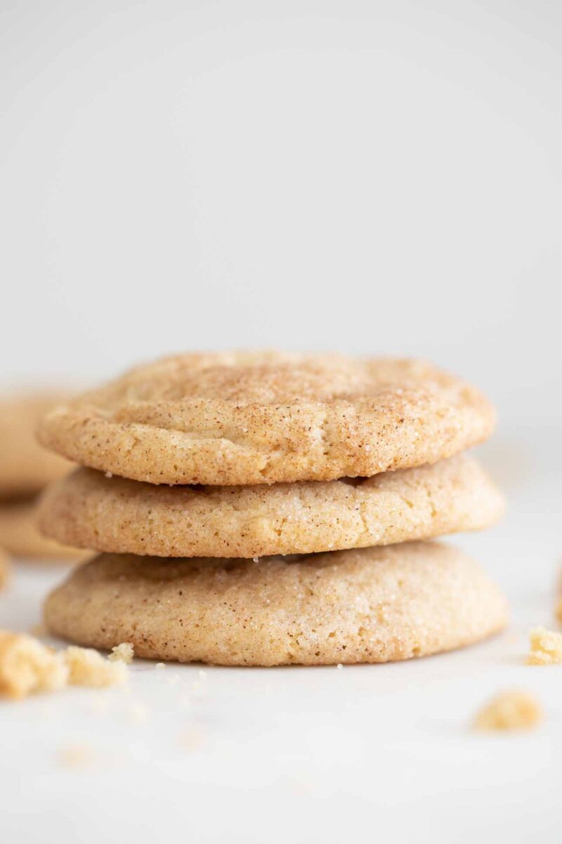 Side photo of a pile of vegan snickerdoodles