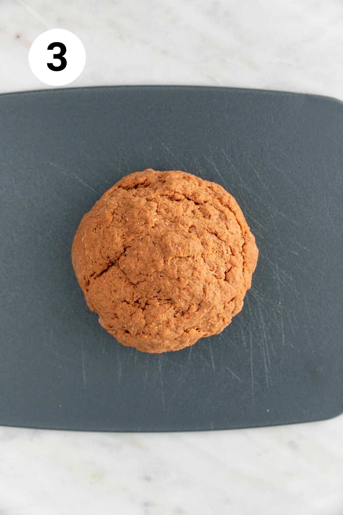 All the vegan steak ingredients combined to form a dough ball.