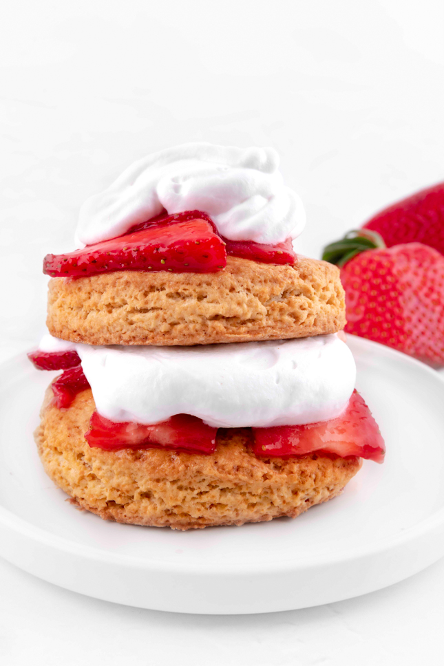 Close-up photo of how to make vegan strawberry shortcake