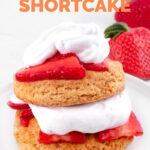 Photo of a vegan strawberry shortcake with some letters