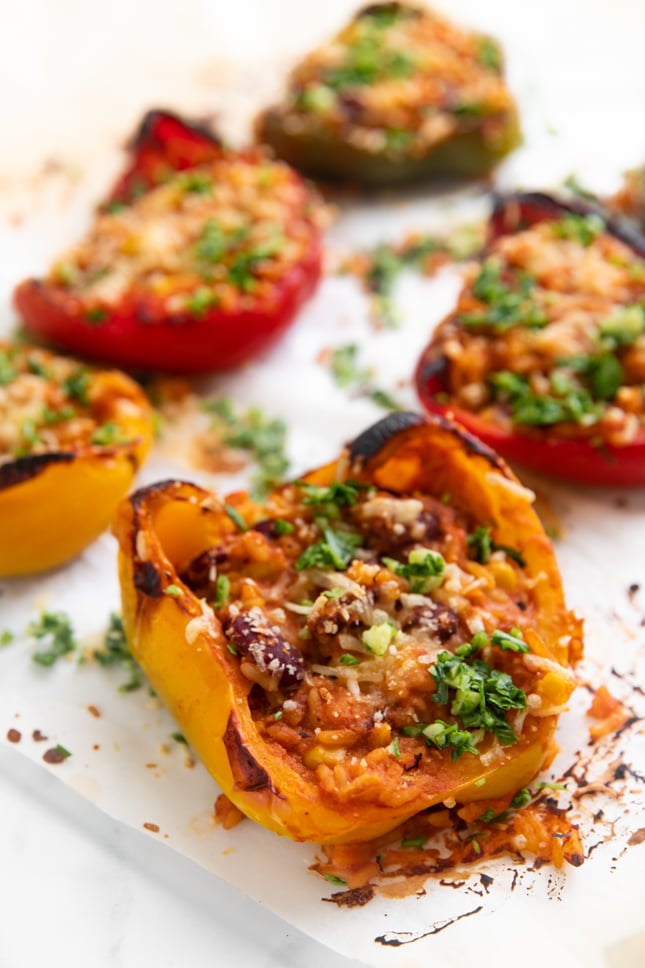 Close-up shot of some vegan stuffed peppers