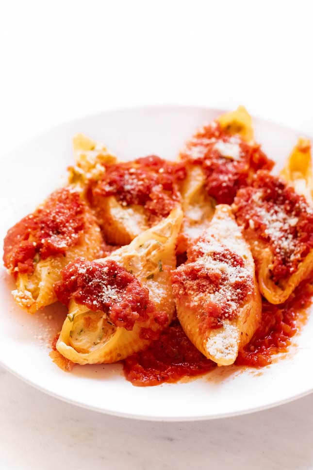Photo of a plate of vegan stuffed shells