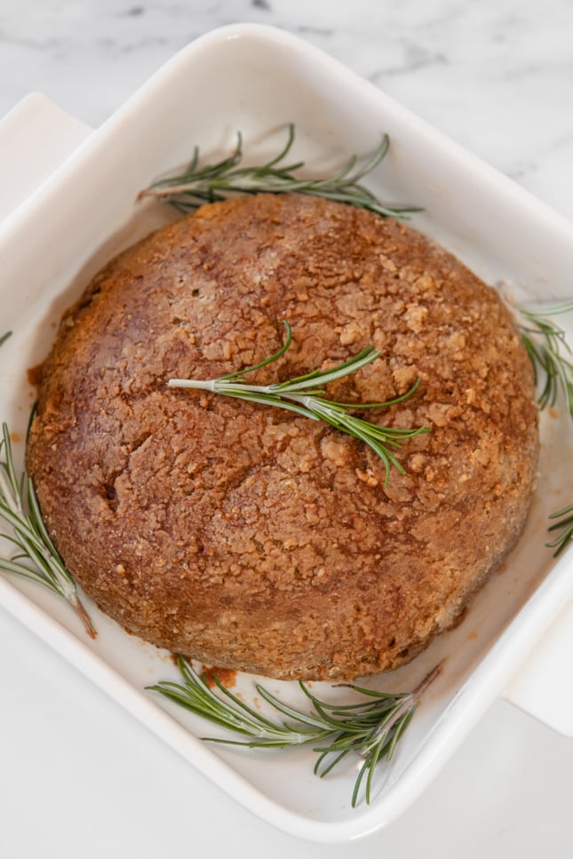 Photo of a whole vegan turkey