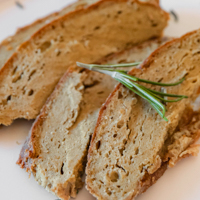 Square photo of some slices of vegan turkey