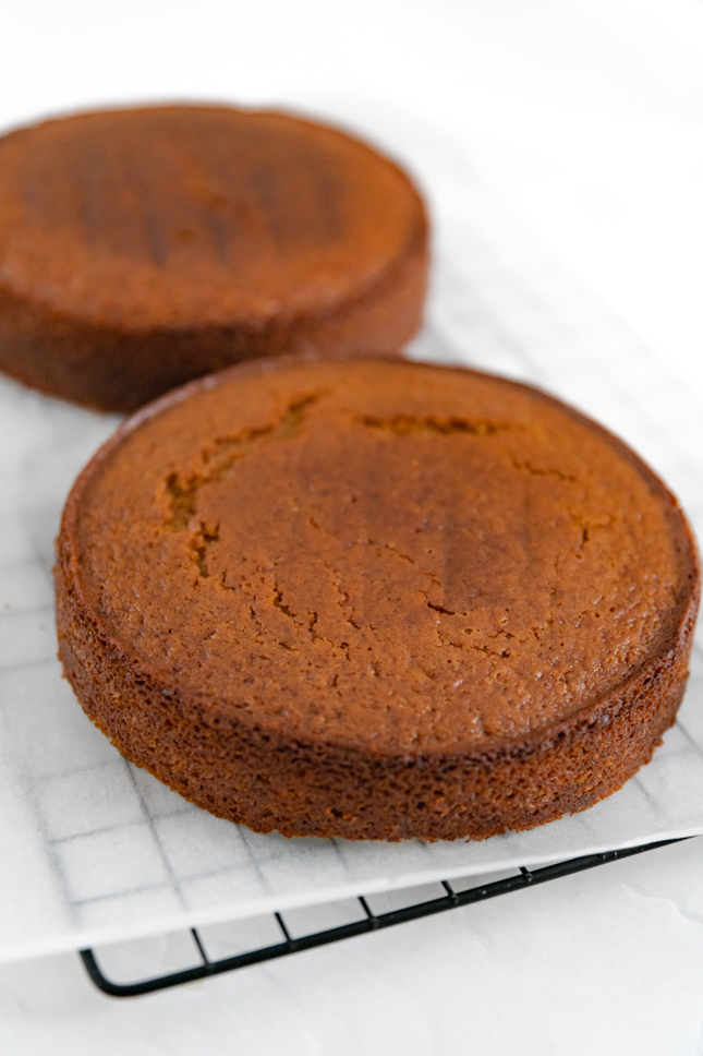 Photo of a vegan vanilla cake before frosting