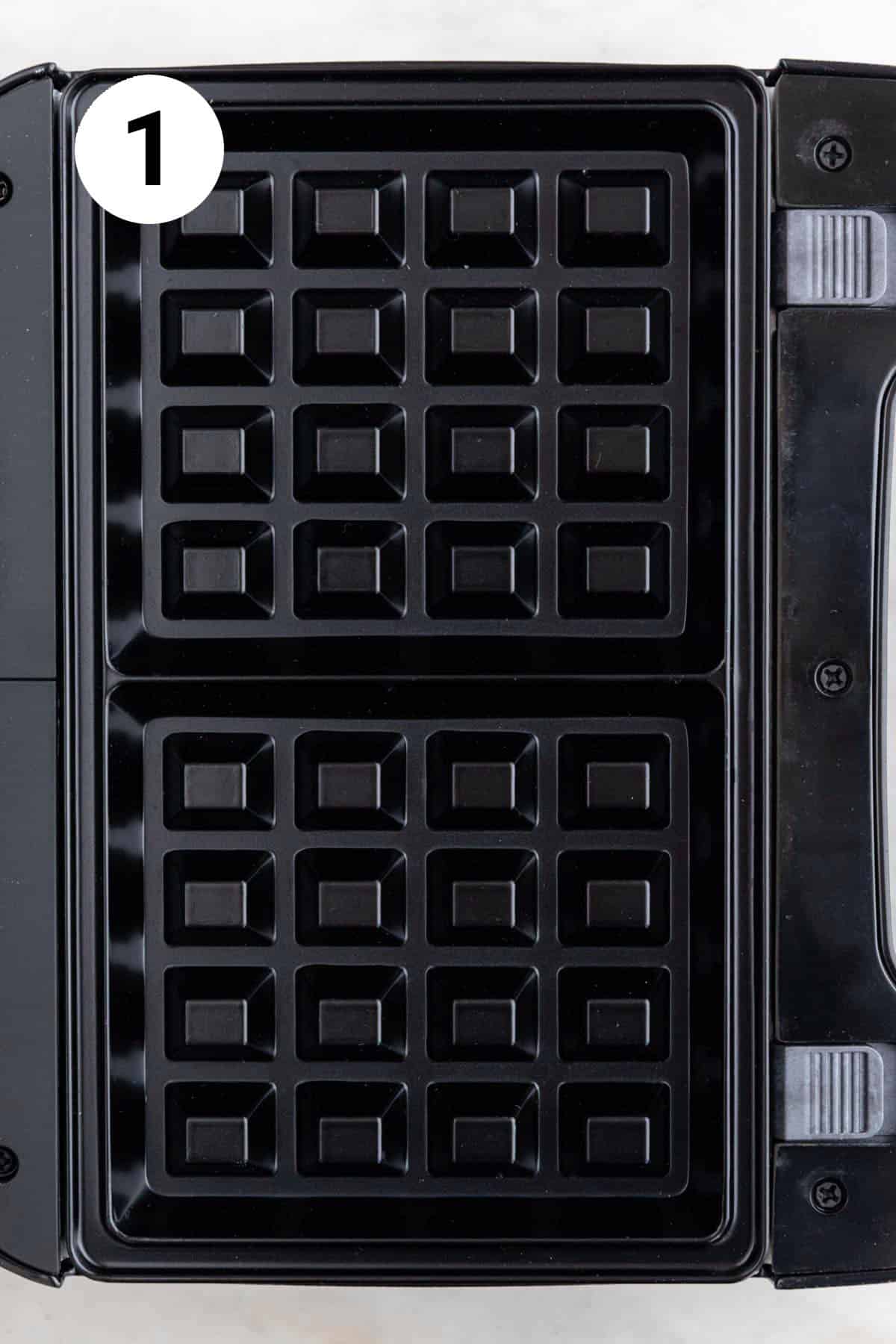 Waffle iron preheating.