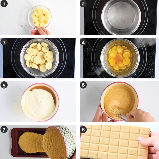 Step-by-step photo of how to make vegan white chocolate