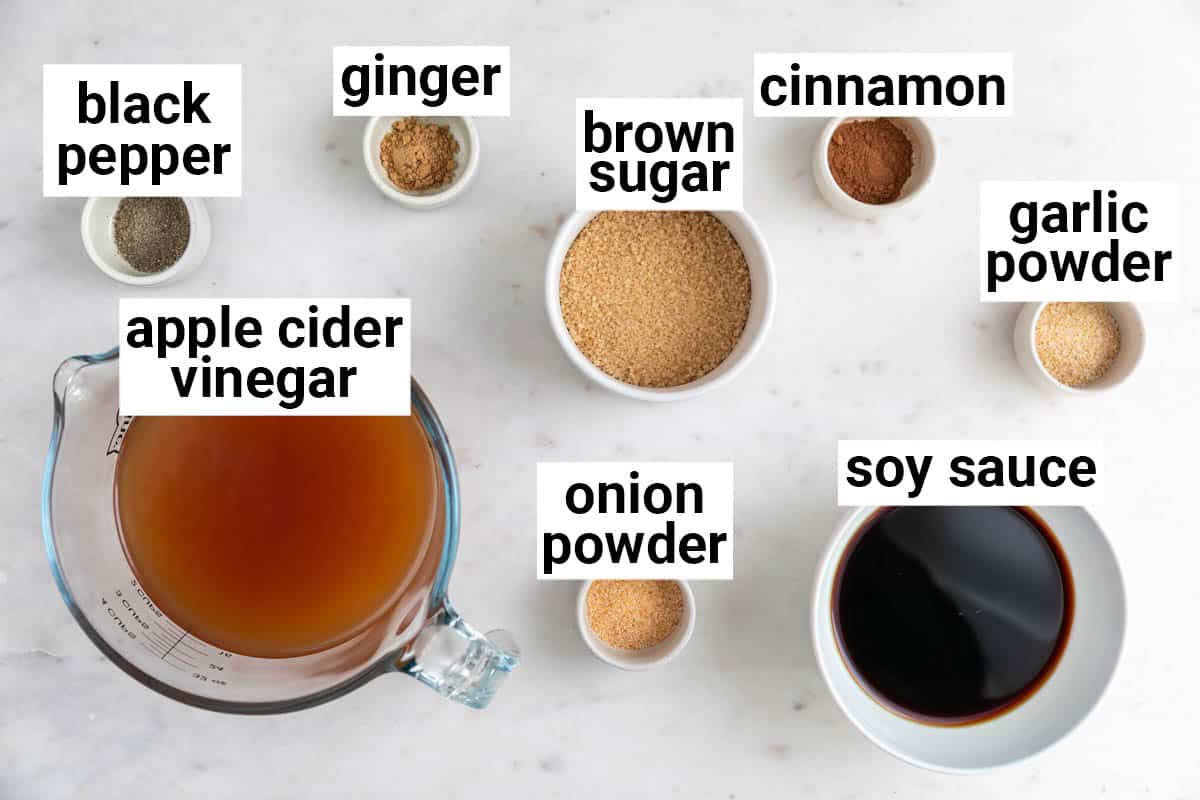 Ingredients needed to make vegan Worcestershire sauce.