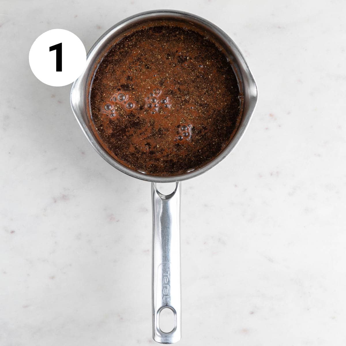 Ingredients mixed in a saucepan.